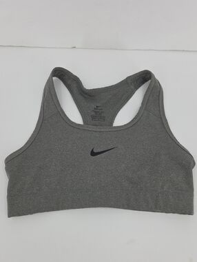Nike Gray Racerback Sports Bra with Black Swoosh Logo